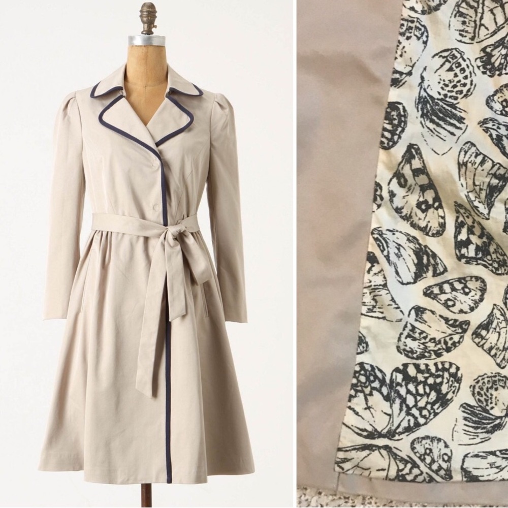 Anthropologie My Fair Lady Butterfly Trench Coat